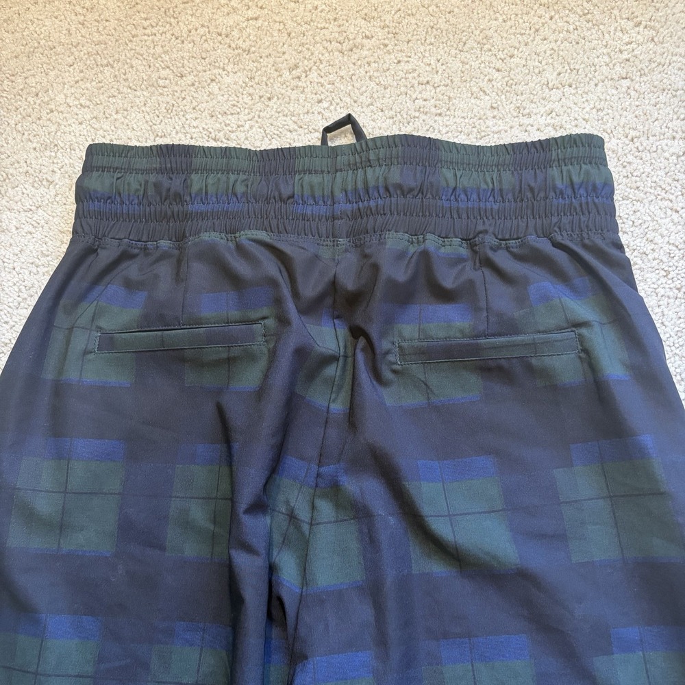 Albion Wide Leg Pants Women's Medium Plaid Black Navy Green Elastic Waistband - Picture 6 of 9